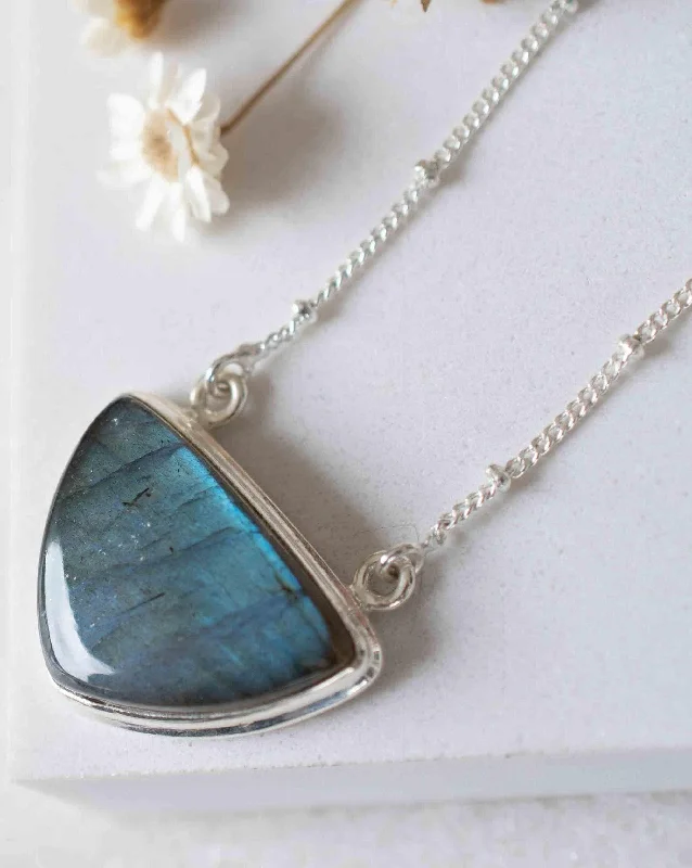 Ladies flower pendant necklaces-Bruna Necklace ~ Labradorite ~ Sterling Silver 925 ~ MN090