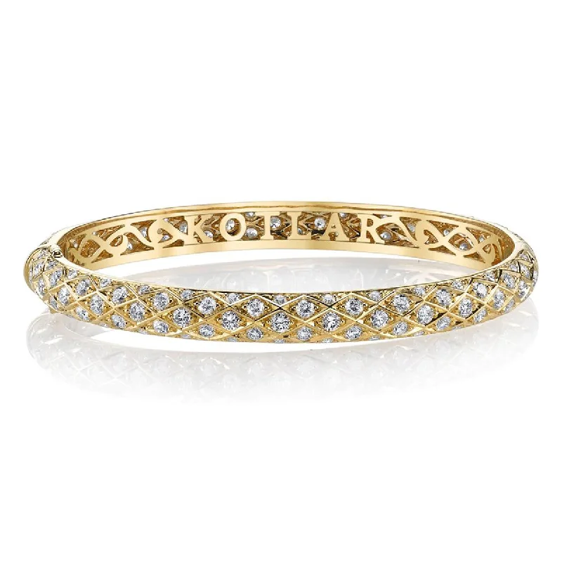 Ladies elegant bangles-Artisan Pave Diamond Criss Cross Bangle