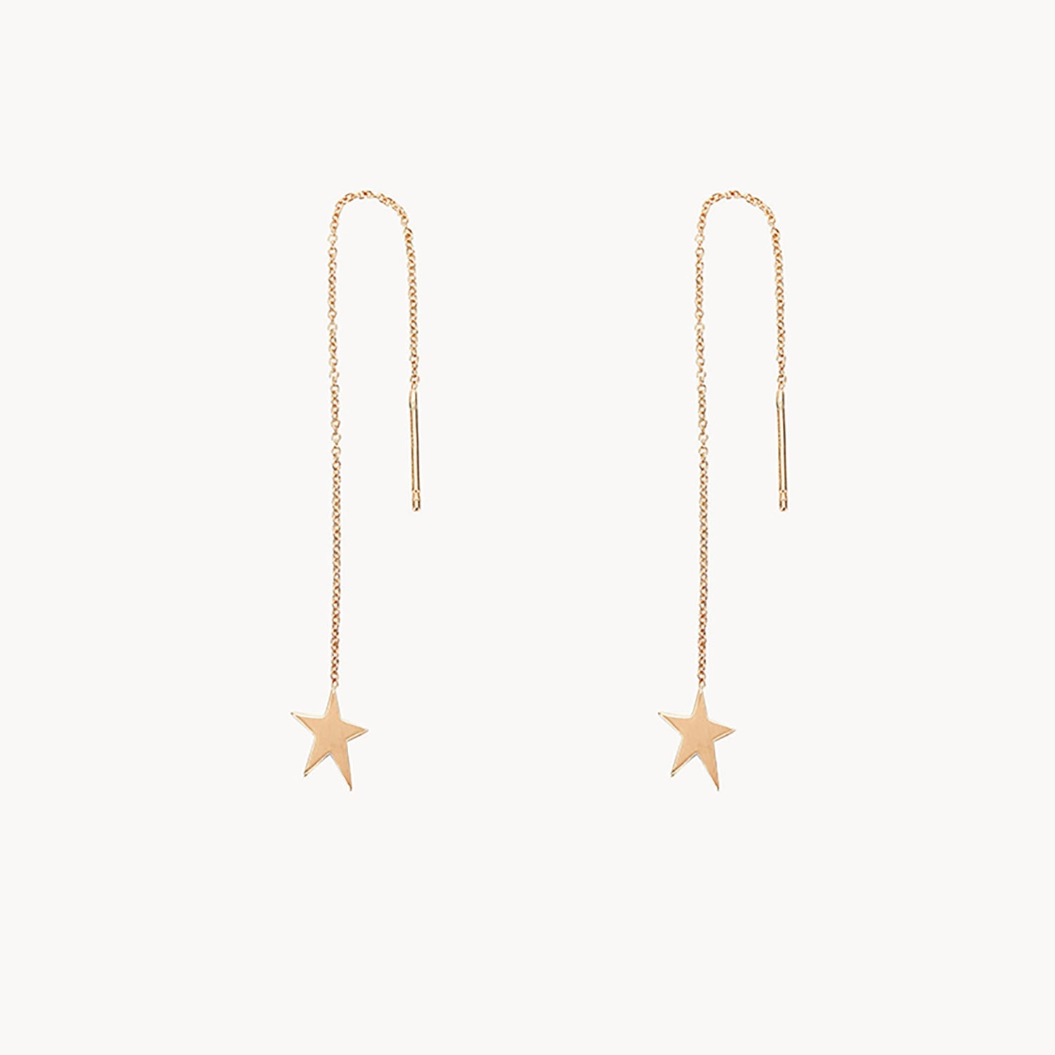 Ladies birthstone stud earrings-Guidance star threader - 14k yellow gold