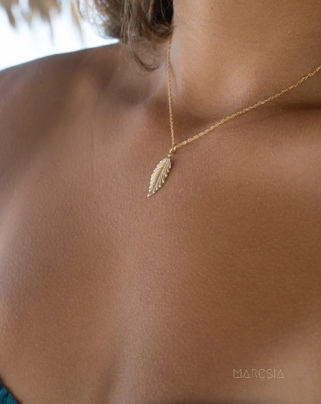 Ladies gold necklaces-Leaf Necklace ~ Gold Filled ~ MN026