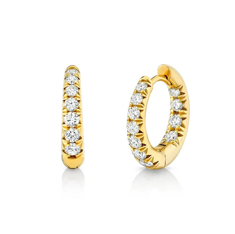 Ladies bohemian earrings-Graduated French Pave Diamond Hoops