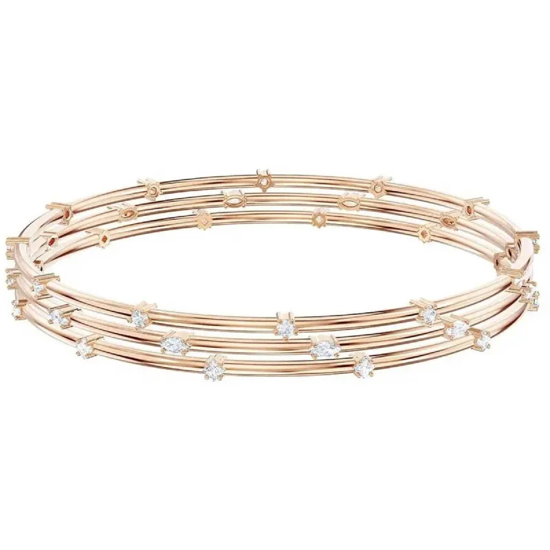 Ladies diamond cuff bracelets-Swarovski Women's Cluster Bangle - MoonSun White Crystal Rose Gold Plated | 5486623