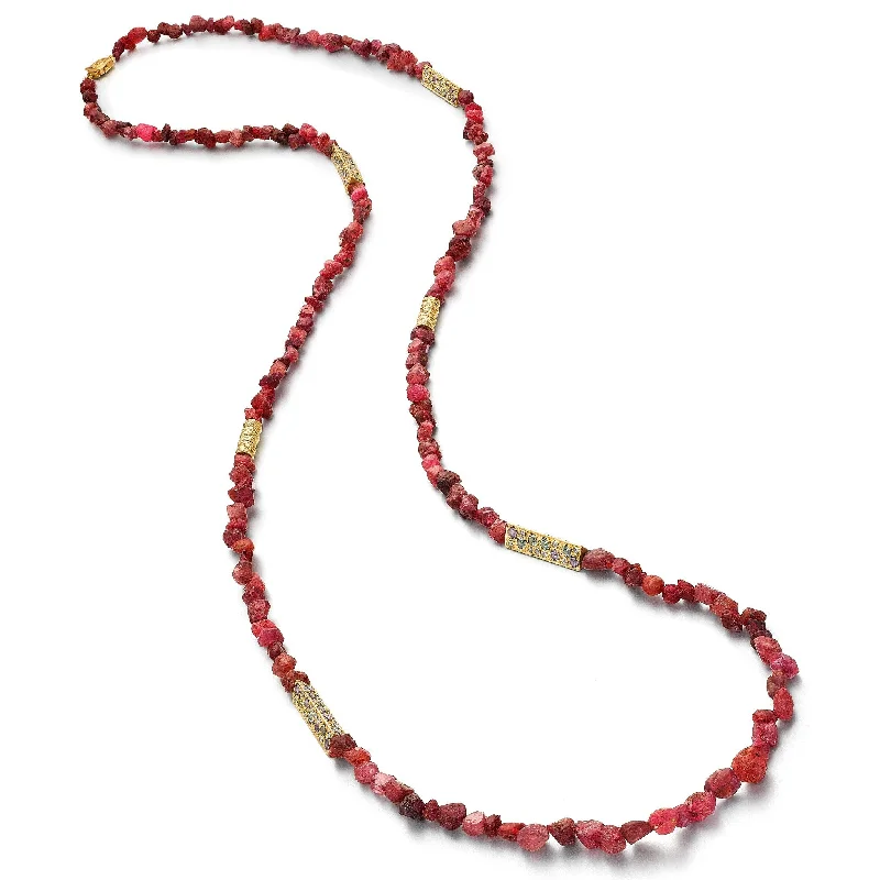 Ladies long chain necklaces-Wonderland African Red Spinel Bead Necklace