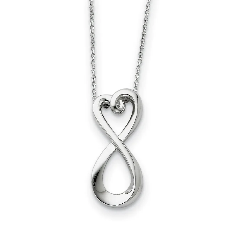 Ladies long necklaces-Sterling Silver Polished Infinite Love 18in Necklace