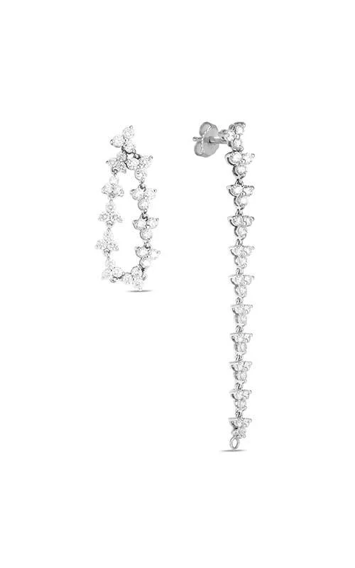 Ladies hoop earrings-Roberto Coin18k White Gold 1.88ct Diamond Long Dangling Hoop Earrings