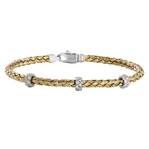 Ladies luxury gold bracelets-Woven Bangle in 18k Gold with Diamonds LB2093