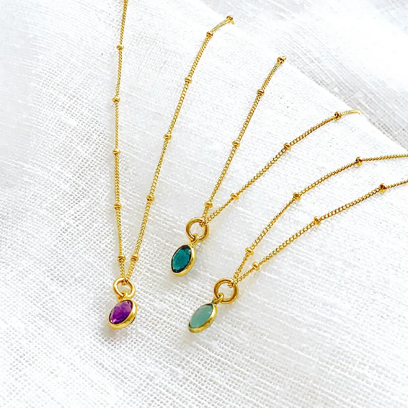 Ladies chain link necklaces-Custom Birthstone Dainty Necklace