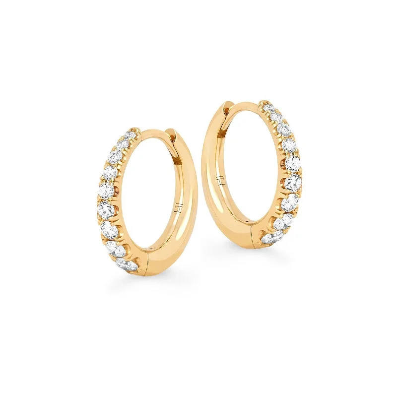 Ladies gold earrings-Baby Crescent Pavé Unity Hoops