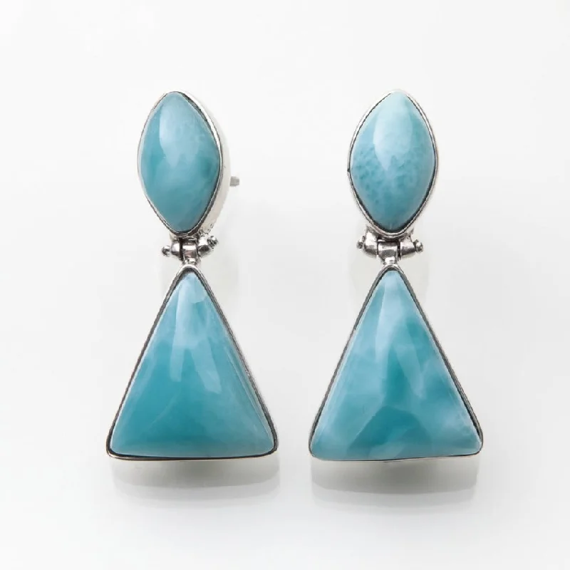 Ladies heart-shaped earrings-Larimar Earrings Edaline