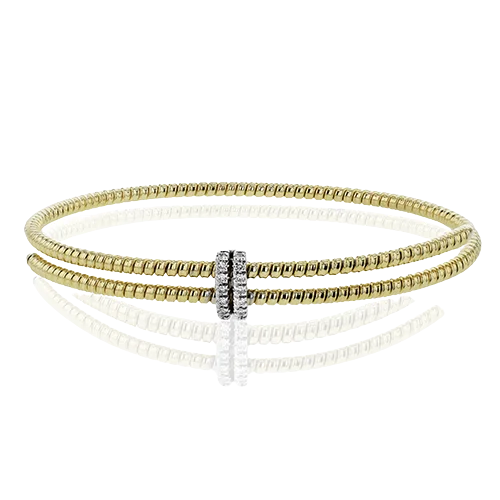 Ladies fashionable bracelets-Beaded Bangle in 18k Gold With Diamonds LB2452-Y