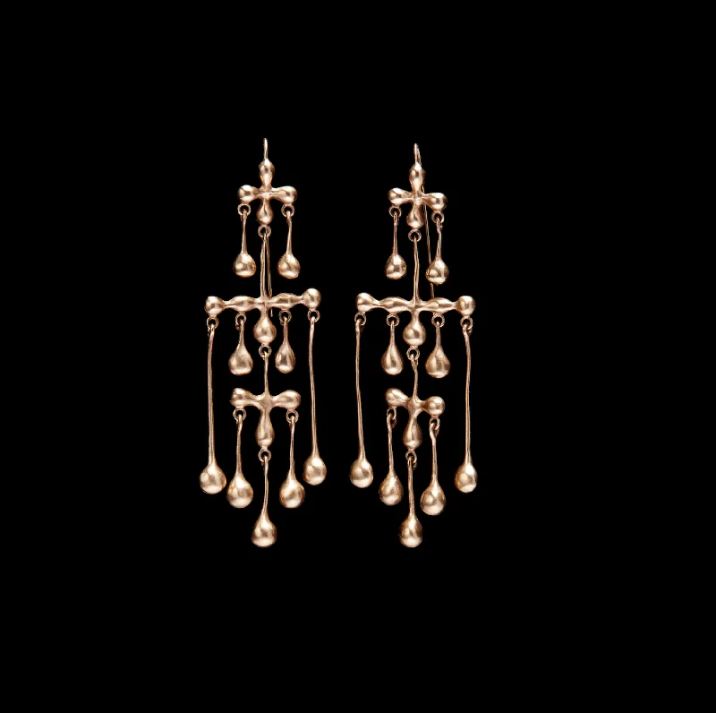 Ladies luxury diamond earrings-Small Georgian Chandelier Earrings