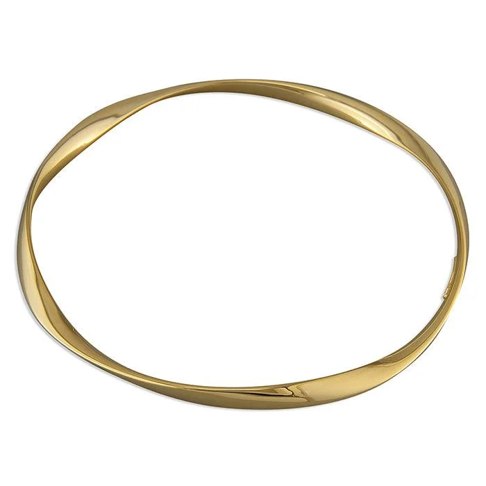 Ladies luxury bangle sets-Gold Vermeil Sterling Silver Twist Plain Bangle