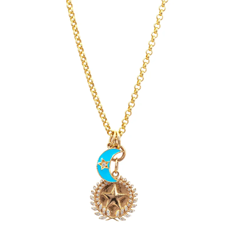 Ladies layered gold necklaces-Enamel Charm Necklace