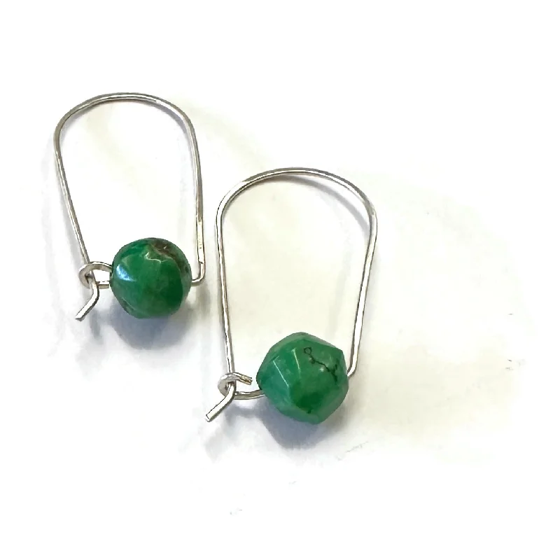 Ladies gold stud earrings-Green Turquoise Loop Earrings