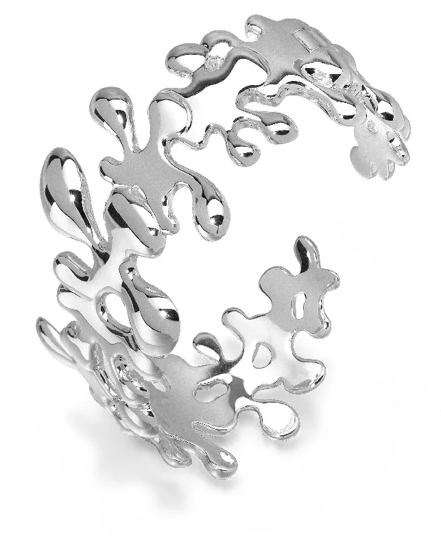 Ladies modern bracelets-Lucy Q Solid Silver Splash Hinged Bangle - Award Winning