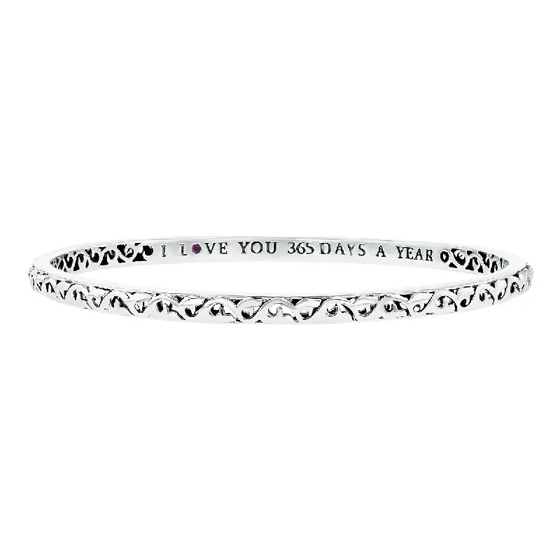 Ladies open cuff bracelets-Charles Krypell I Love You 365 Days a Year Bangle