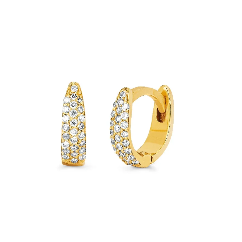 Ladies big hoop earrings-Micro Pave Tusk Huggie | Ready to Ship