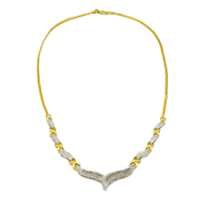 Ladies bar necklaces-1/2 CTW Diamond Necklace in Gold Plated Sterling Silver