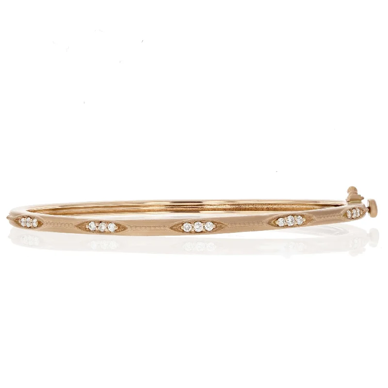 Ladies tennis bracelets-Thin Diamond and Bead Bangle