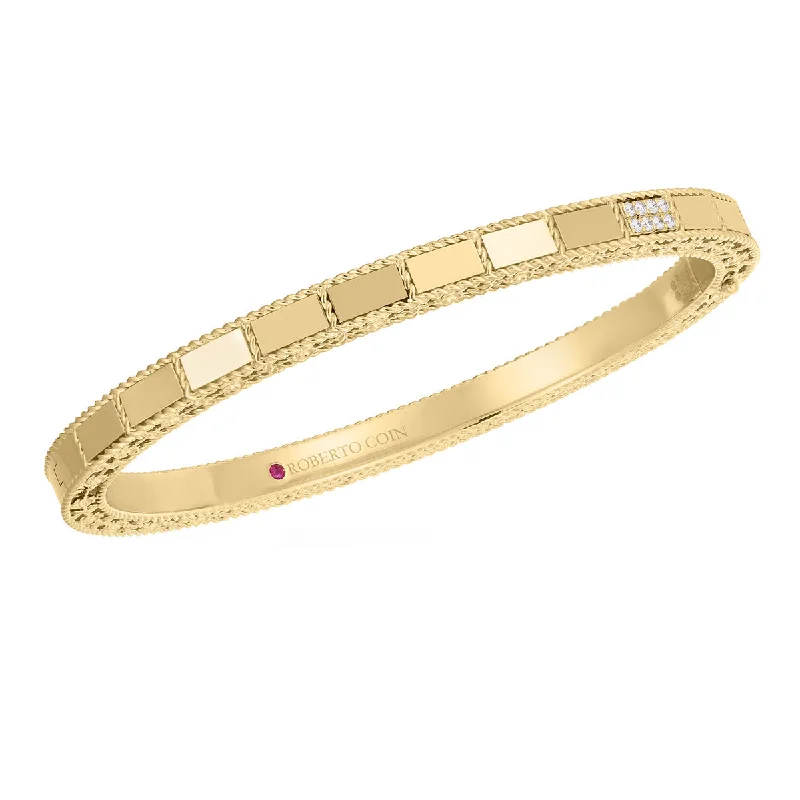 Ladies thick bangles-18K Yellow Gold Mosaic Diamond Accent Bangle