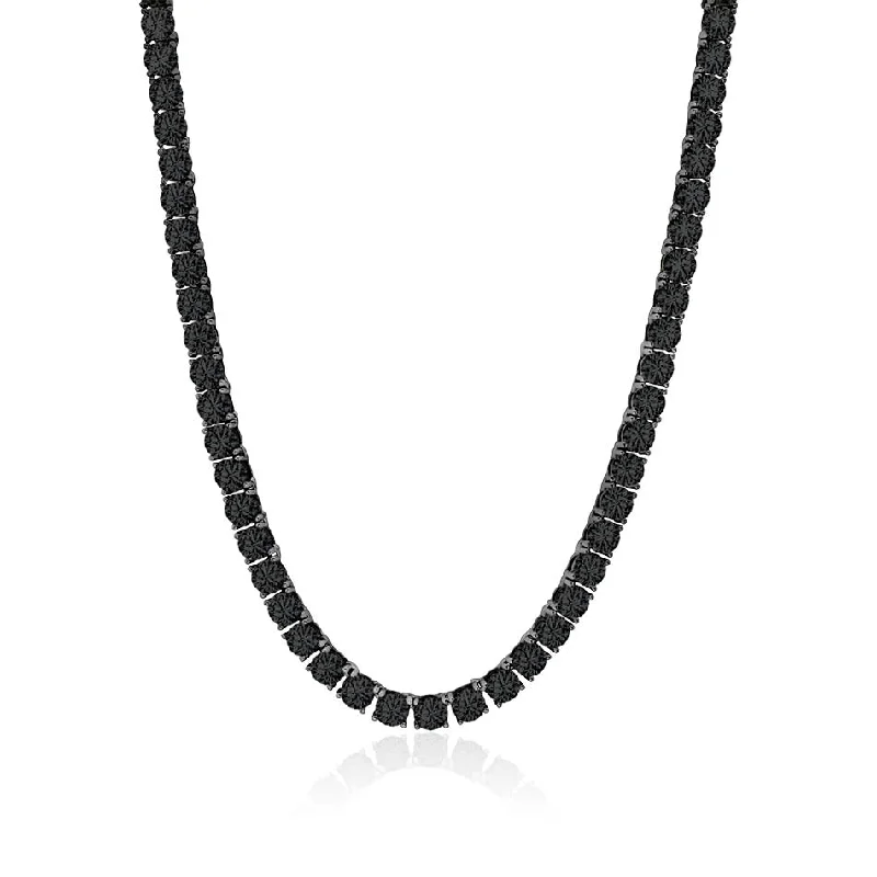 Ladies crystal necklaces-Crislu Black Rhodium Plated Sterling Silver Round Cubic Zirconia 18-inch Tennis Necklace