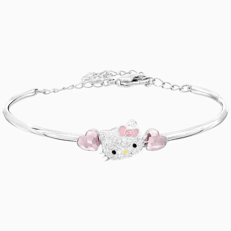 Ladies engraved gold bracelets-Swarovski Women's Bangle - Hello Kitty Heart Stainless Steel with Hearts | 5197312