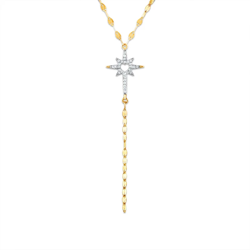 Ladies lucky charm necklaces-1/10 CTW Diamond Star Necklace in 10KT Yellow Gold