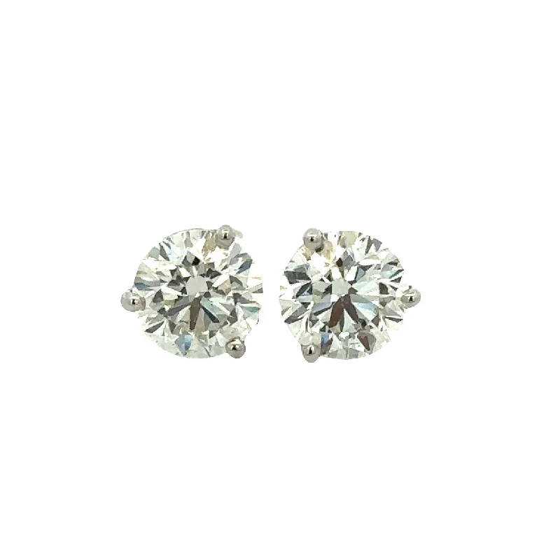 Ladies cubic zirconia earrings-3.0 CTW Diamond Stud Earrings in White Gold