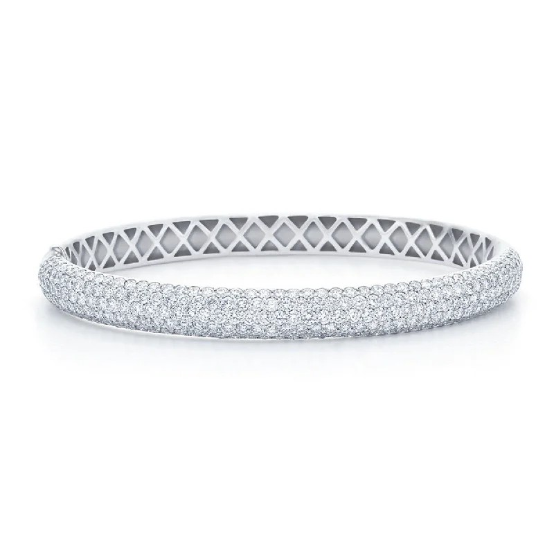 Ladies casual bracelets-Five-Row Bangle with Pave Diamonds