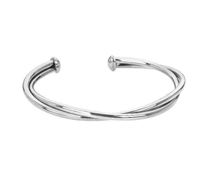 Ladies casual bracelets-Light Tubular Sterling Silver Cuff Bangle