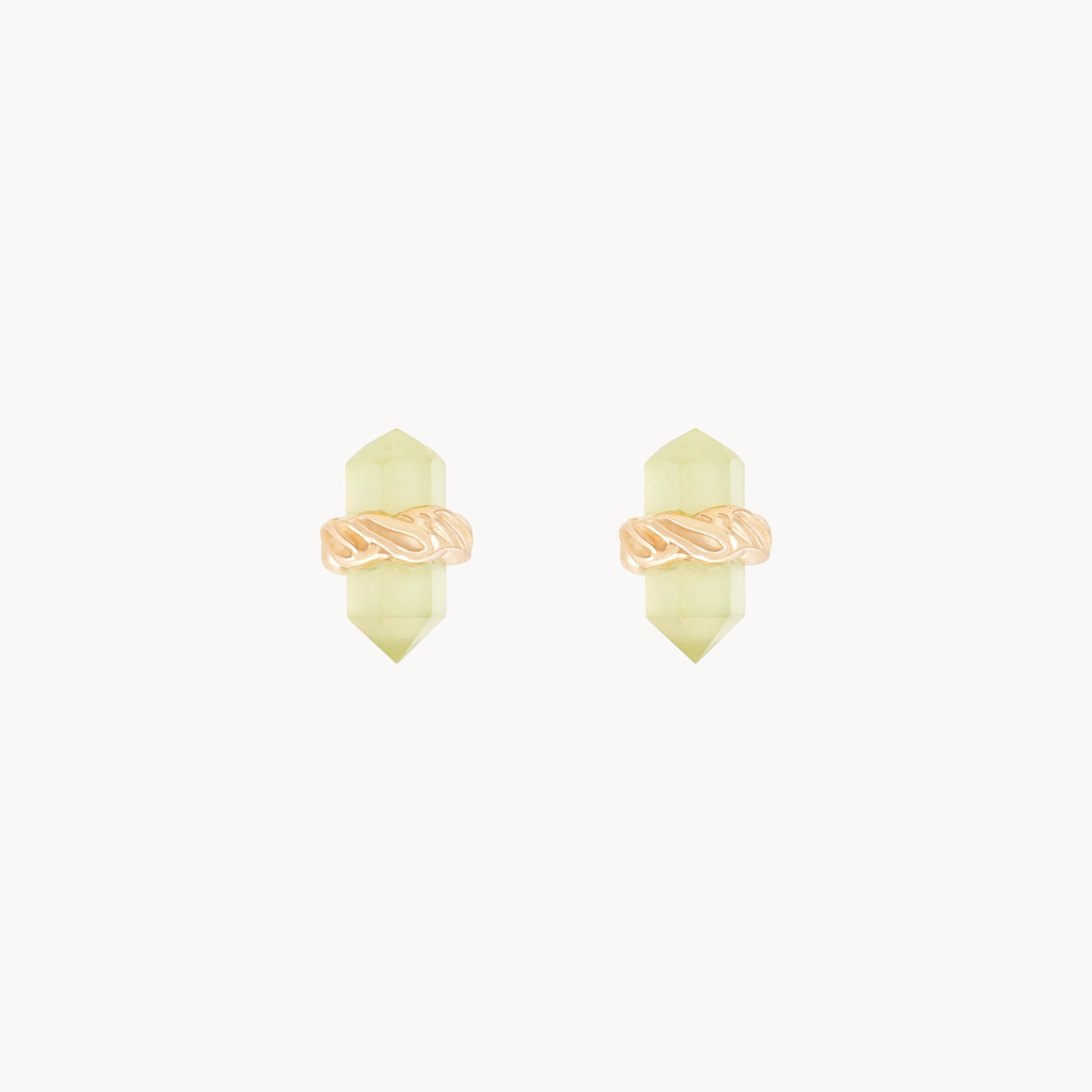 Ladies diamond earrings-rooted wisdom jade earring - 14k yellow gold, jade gemstone