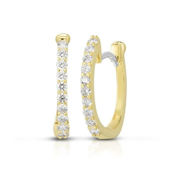 Ladies unique earrings-Roberto Coin 18kt Yellow Gold Diamond Tiny Hoop Earrings