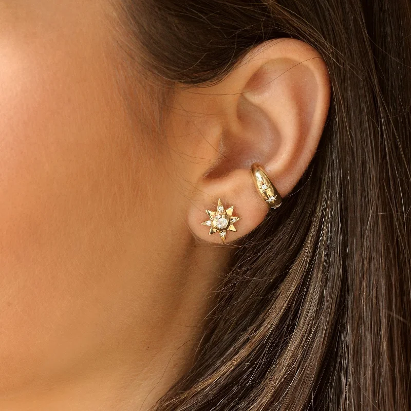 Ladies oval earrings-Star Set 3 Diamond Ear Cuff