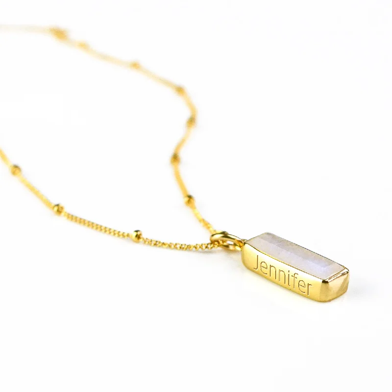 Ladies spiral design necklaces-Rainbow Moonstone Vertical Bar Necklace : June Birthstone : Adira Series