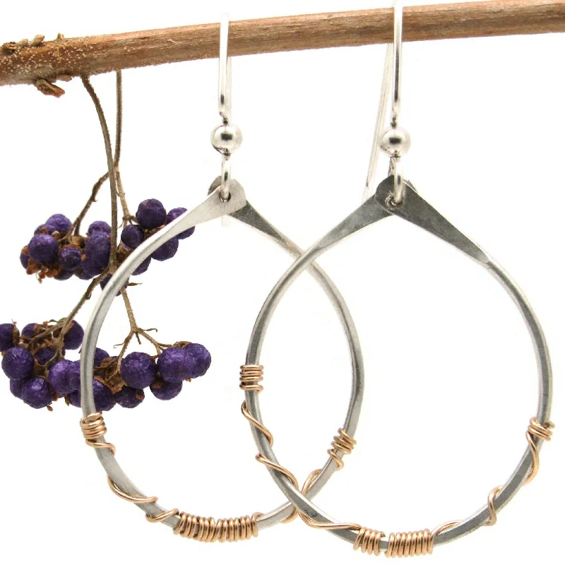 Ladies fine gold earrings-Gold Wrapped Hoop Earrings in Two Sizes