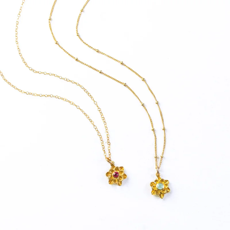 Ladies statement gemstone necklaces-Bloom Necklace, Birthstone Flower Pendant [Lrg]