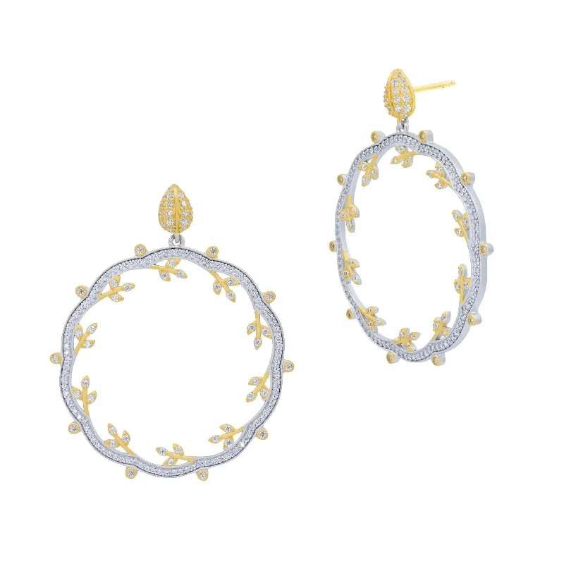 Ladies gold teardrop earrings-Brooklyn In Bloom Open Hoop Earrings