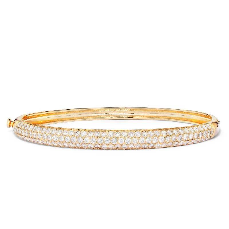 Ladies chunky bracelets-14Kt Yellow Gold 4.20ct Diamond Pave Bangle