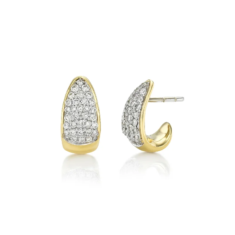 Ladies pearl earrings-Baby Pavé Diamond Tusk Earrings