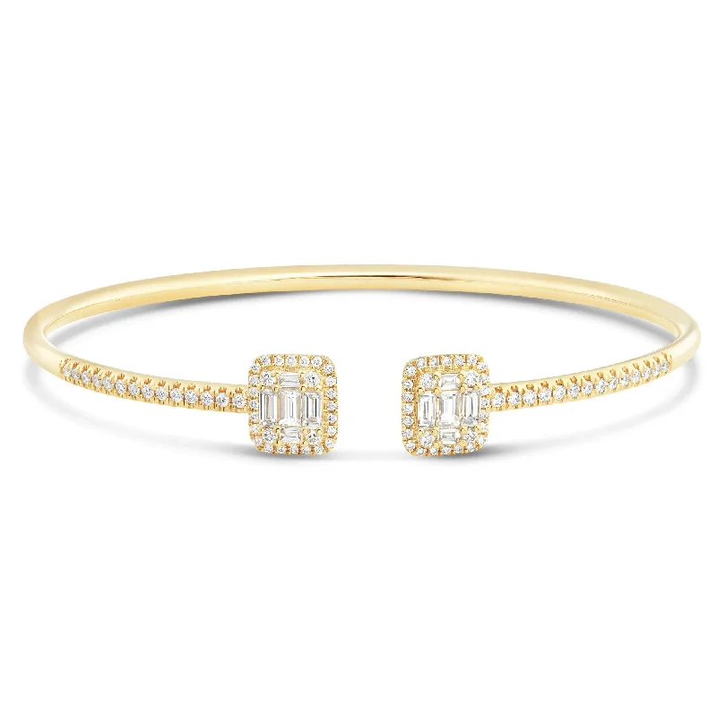 Ladies friendship charm bracelets-18K Gold 1.04ct Baguette Diamond Bangle