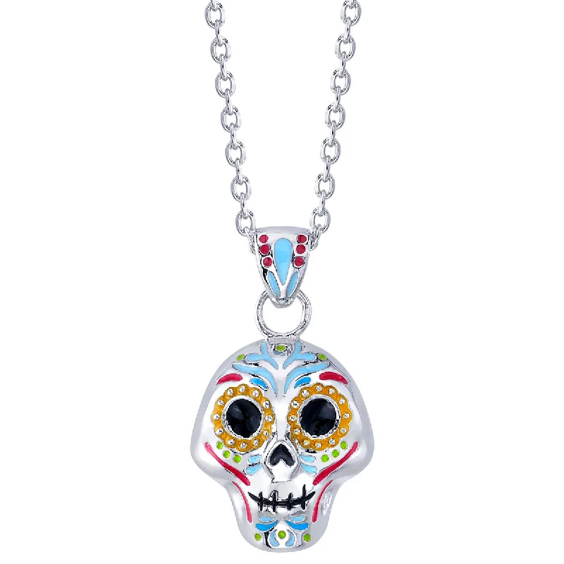 Ladies infinity symbol necklaces-Pixar X RockLove COCO Enameled Calavera Necklace