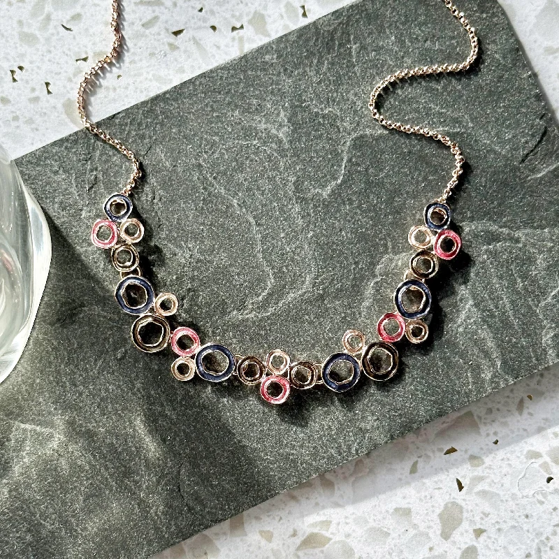 Ladies bar necklaces-Connected Circles Multi Color Necklace