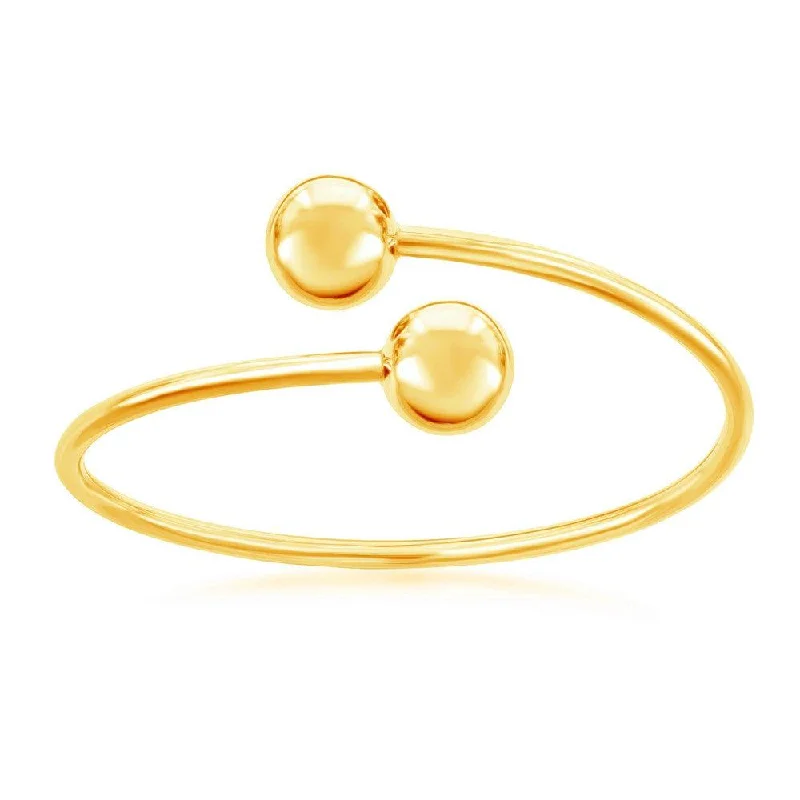 Ladies gemstone bangles-Sterling Silver Gold Plated 12mm Twin Bead Bangle