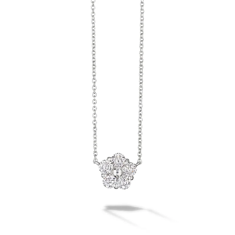 Ladies luxury diamond pendant necklaces-Anzia Single Flower Diamond Necklace - Large