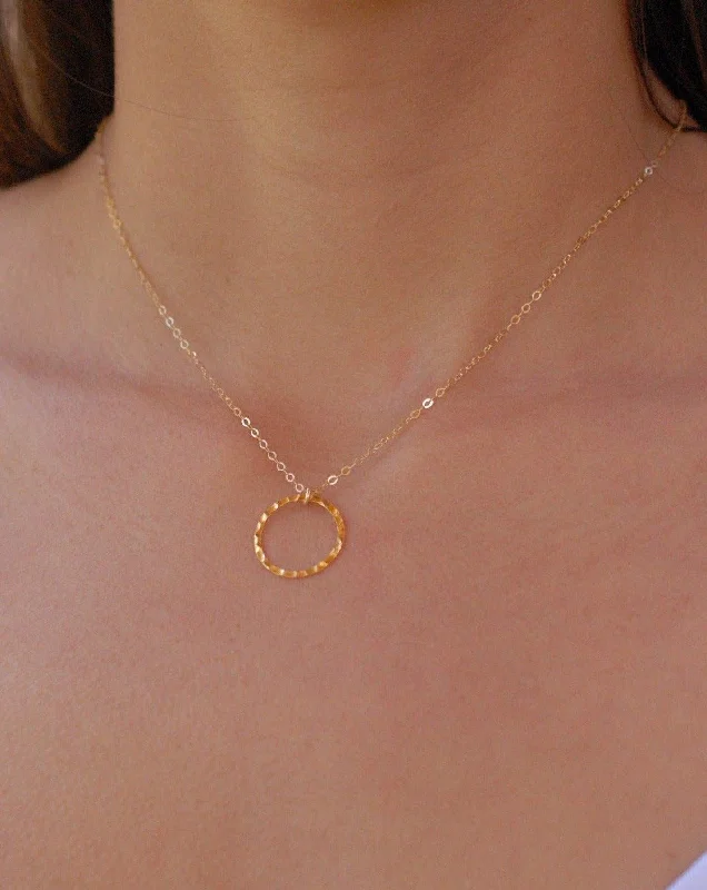 Ladies vintage necklaces-Circle Necklace ~ Gold Filled ~MN041