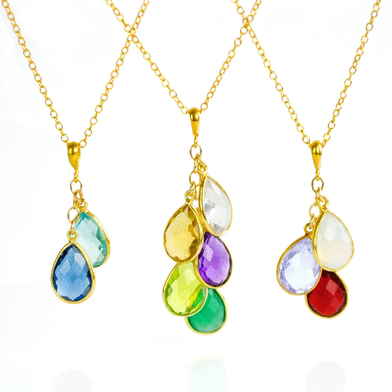 Ladies long pendant necklaces-Custom Mother's Birthstone Cascade Necklace [TCS]