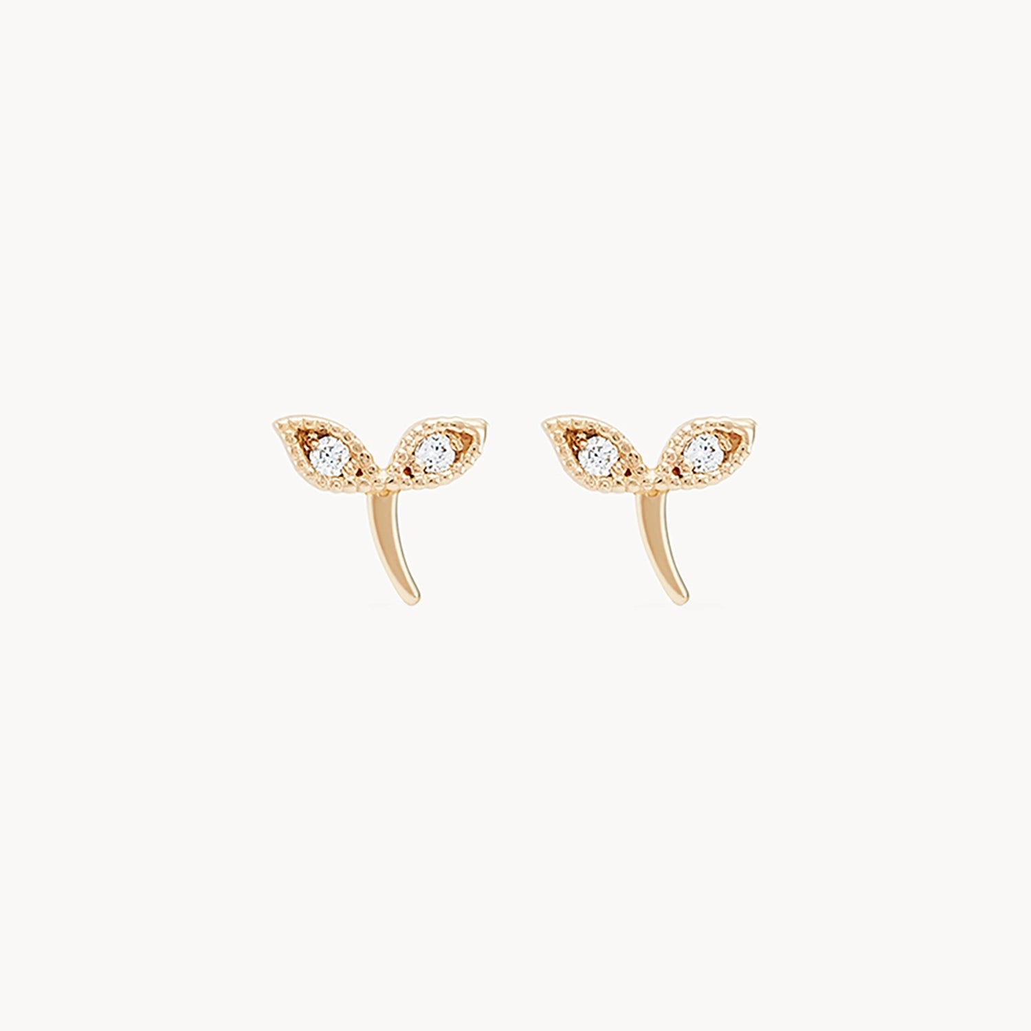 Ladies gold drop earrings-seedling forest earring - 14k yellow gold