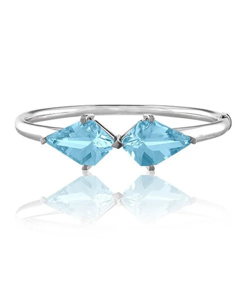 Ladies silver bracelets-Kite Shaped Sky Blue Topaz Bangle 335-JSA