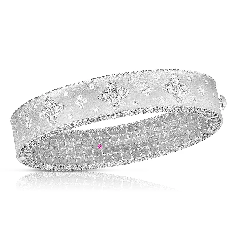 Ladies enamel bracelets-Venetian Princess Satin Diamond Bangle