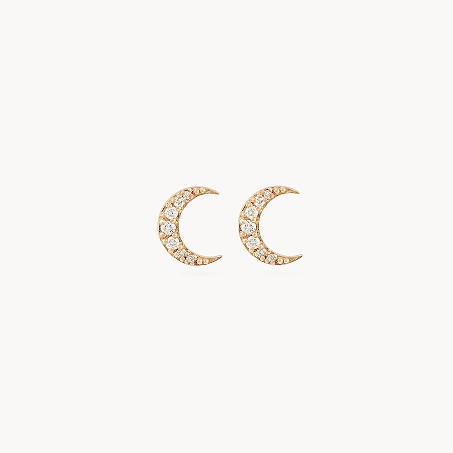 Ladies ear thread earrings-Moonlight crescent earring - 14k yellow gold